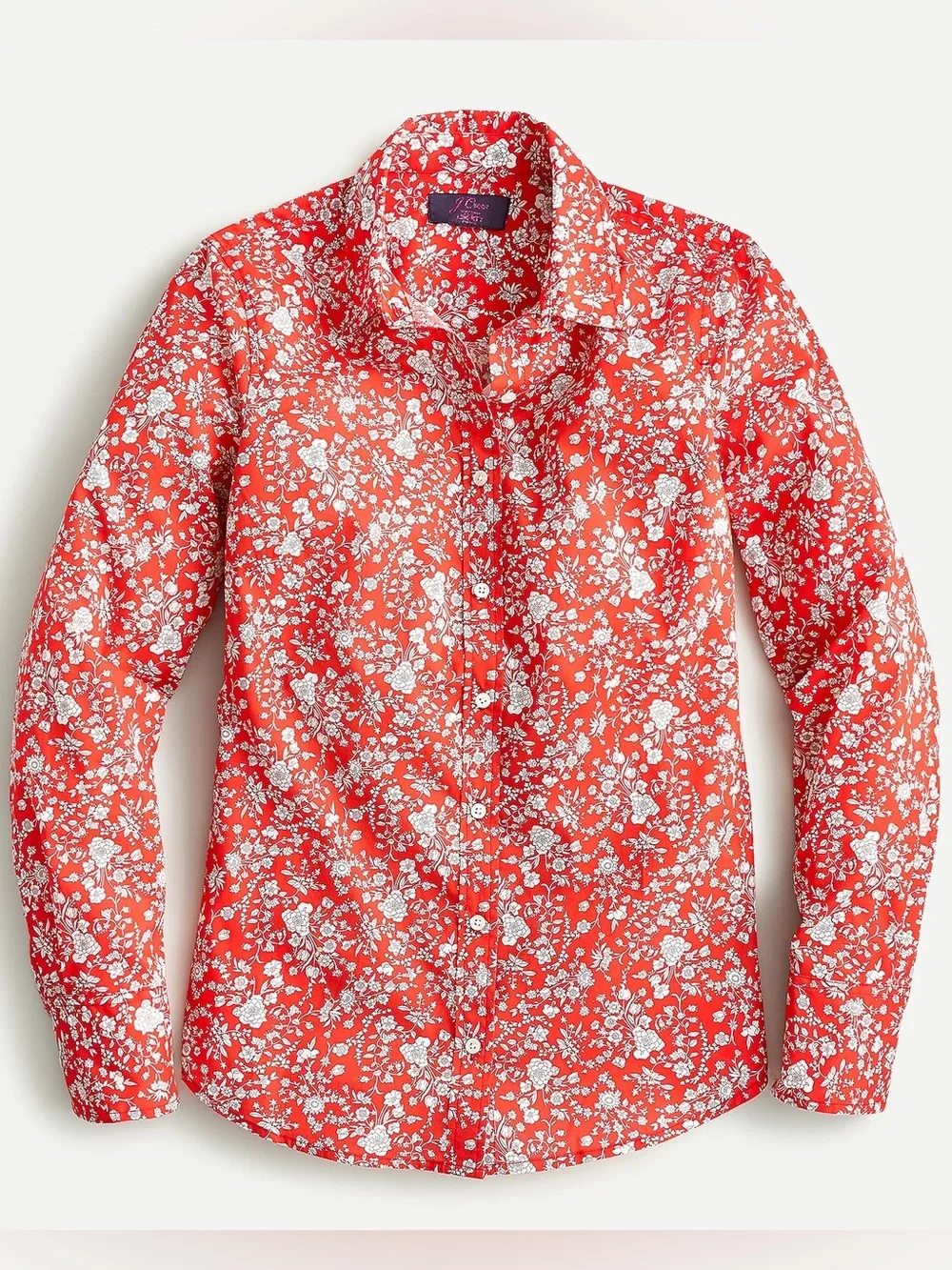 J Crew Liberty Of London Slim Perfect Shirt Summer Blooms Red Floral 6 Cotton